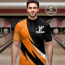 Load image into Gallery viewer, Custom Orange Bowling Custom Men Bowling Shirt Polo &amp; Quarter-Zip Bowling Team Jerseys HNT75