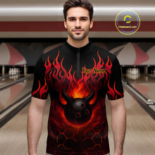 Load image into Gallery viewer, Red Flame Demon Bowling Ball Shirt for Men Custom Bowling Team Jersey QZT758