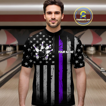 Load image into Gallery viewer, Custom Purple US Flag Eagle Bowling Jersey for Men Bowling Team Shirts Polo &amp; 1/4 Zip HNT119