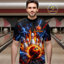 Load image into Gallery viewer, Flaming and Lightning Bowling Shirts for Team Women Men Bowling Polo &amp; 1/4 Zip Shirt MBL242