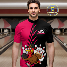 Load image into Gallery viewer, Pink Turkey Bowling Shirts for Women Men Team Custom Bowling Jerseys Thanksgiving MBL180