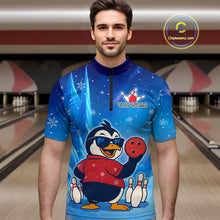 Load image into Gallery viewer, Funny Christmas Penguin Bowling Shirt for Men Custom Bowling Team Jersey Bowling Unisex QZT796