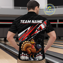 Load image into Gallery viewer, Custom Red Funny Turkey Bowling Jersey for Men Thanksgiving Bowling Shirts Polo &amp; 1/4 Zip HNT117