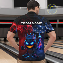 Load image into Gallery viewer, Custom American Flag Bowling Shirt Hero Bowling Ball Pin Polo &amp; 1/4 Zip Bowling Jersey for Men QZT800