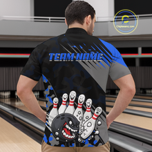 Load image into Gallery viewer, Custom Blue Funny Bowling Shirt Crazy Bowling Jersey Men Polo &amp; 1/4 Zip Bowling Outfit QZT785