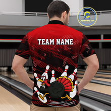 Load image into Gallery viewer, Custom Red Funny Turkey Bowling Jersey for Men Thanksgiving Bowling Team Shirts Polo &amp; 1/4 Zip HNT125