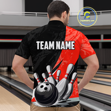 Load image into Gallery viewer, Custom Red Bowling Custom Men Bowling Shirt Polo &amp; Quarter-Zip Bowling Team Jerseys HNT75