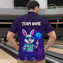 Load image into Gallery viewer, Custom Neon Funny Bunny Bowling Team Shirt Polo &amp; 1/4 Zip Bowling Jersey for Men QZT789
