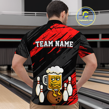 Load image into Gallery viewer, Custom Red Funny Beer Bowling Jersey for Men Bowling Uniform Polo &amp; 1/4 Zip Bowling Team Shirts HNT107