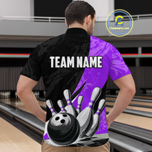 Load image into Gallery viewer, Custom Purple Bowling Custom Men Bowling Shirt Polo &amp; Quarter-Zip Bowling Team Jerseys HNT75