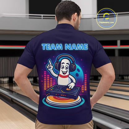 Funny Bowling Pins Music Shirt Custom Neon Bowling Jersey for Men Polo & 1/4 Zip Bowling Gift QZT790