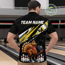 Load image into Gallery viewer, Custom Yellow Funny Turkey Bowling Jersey for Men Thanksgiving Bowling Shirts Polo &amp; 1/4 Zip HNT117