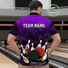 Load image into Gallery viewer, Custom Purple Funny Turkey Bowling Jersey for Men Thanksgiving Bowling Team Shirts Polo &amp; 1/4 Zip HNT125