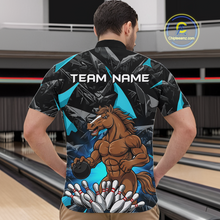 Load image into Gallery viewer, Custom Turquoise Funny Horse Bowling Jersey for Men Bowling Team Shirts Bowling League Polo &amp; 1/4 Zip HNT183