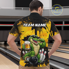 Load image into Gallery viewer, Custom Beer Alligator Bowling Jersey for Men Bowling Polo &amp; 1/4 Zip Bowling Team Shirts HNT271