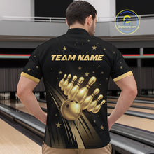 Load image into Gallery viewer, Custom Black and Gold Bowling Jersey for Men Bowling Team Shirts Bowling Uniform Polo &amp; 1/4 Zip HNT176