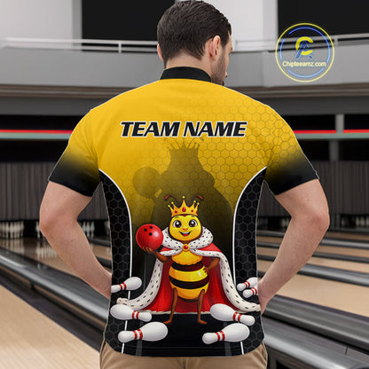 Custom King Bee Bowling Jersey for Men Bowling Team Shirts Bowling Polo & 1/4 Zip HNT266