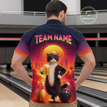 Load image into Gallery viewer, Beer Cat Funny Bowling Shirt for Men Retro Custom Cat with Beer Bowling Team Jersey HNT274