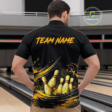 Load image into Gallery viewer, Custom Black &amp; Gold Bowling Shirt for Men Bowling Team Jersey Bowling Outfit Polo &amp; Quarter-Zip QZT988