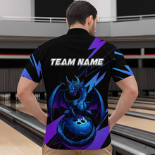 Load image into Gallery viewer, Teal And Purple Dragon Bowling Shirt Custom Name Bowling Jersey Team Bowling Quarter-Zip Shirts QZT674