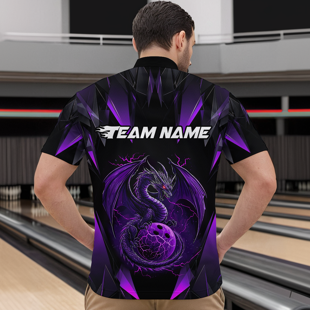 Purple Dragon Personalized Bowling Shirts For Men, Bowling Team Shirt Polo & Quarter-Zip HNT40