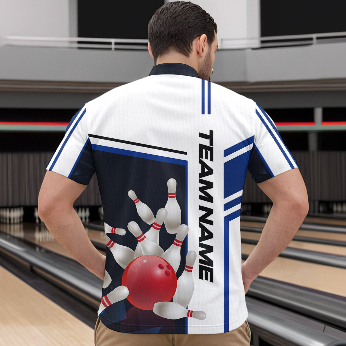 Bowling Jersey for Men Custom Bowling Team Shirts with Name Bowling League Polo & 1/4 Zip HNT30