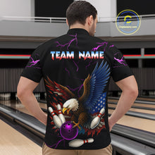 Load image into Gallery viewer, Purple Thunder US Flag Eagle Bowling Shirts for Men Team Bowling Polo &amp; Quarter-Zip HNT96