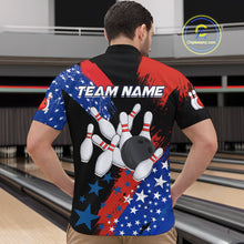 Load image into Gallery viewer, American Flag Bowling Shirt Personalized Patriotic Quarter-Zip Bowling Team League Gift for Bowlers QZT691