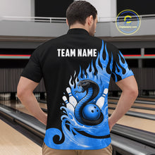 Load image into Gallery viewer, Custom Blue Flame Cobra Snake Bowling Shirt Quarter-Zip Bowling Team League Bowling Jersey QZT694