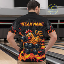 Load image into Gallery viewer, Personalized Chicken Bowling Shirt Orange Flame Bowling for Men Team League Polo &amp; Quarter-Zip QZT706