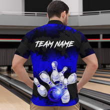 Load image into Gallery viewer, Customize Blue Bowling Shirts for Men Women Team Bowling Polo &amp; 1/4 Zip Shirts MBL81