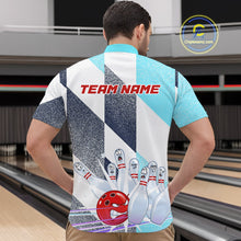 Load image into Gallery viewer, Blue Bowling Shirts for Team Women Men Custom Bowling Polo and 1/4 Zip Shirt MBL226