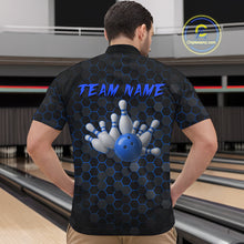Load image into Gallery viewer, Custom Strike Blue Bowling Men Bowling Shirt Polo &amp; Quarter-Zip Bowling Team Jerseys HNT79