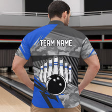 Load image into Gallery viewer, Blue Camo Bowling Shirts for Women Men Custom Team Bowling Polo &amp; 1/4 Zip Shirt MBL61
