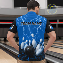 Load image into Gallery viewer, Blue Thunder Lightning &amp; Lava Bowling Shirt for Men Women Team Bowling Jersey MBL92