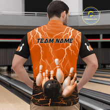 Load image into Gallery viewer, Orange Thunder Lightning &amp; Lava Bowling Shirt for Men Women Team Bowling Jersey MBL92