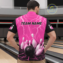 Load image into Gallery viewer, Pink Thunder Lightning &amp; Lava Bowling Shirt for Men Women Team Bowling Jersey MBL92