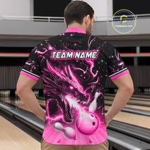 Load image into Gallery viewer, Pink Dragon Flaming Bowling Shirt for Men and Women Custom Bowling Jersey for Team MBL87