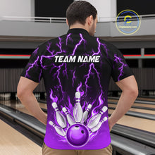 Load image into Gallery viewer, Purple Thunder Bowling Custom Men Bowling Shirt Polo &amp; Quarter-Zip Bowling Team Shirts HNT71
