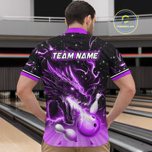 Load image into Gallery viewer, Purple Dragon Flaming Bowling Shirt for Men and Women Custom Bowling Jersey for Team MBL87