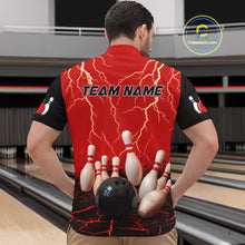 Load image into Gallery viewer, Red Thunder Lightning &amp; Lava Bowling Shirt for Men Women Team Bowling Jersey MBL92