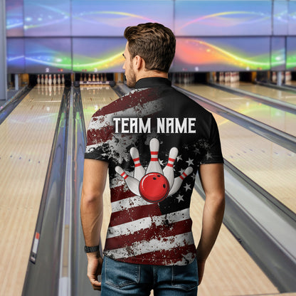 Custom US Eagle Bowling Jersey for Men Bowling Team Shirts Bowling Uniform Polo & 1/4 Zip HNT160