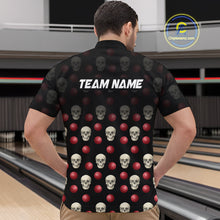 Load image into Gallery viewer, Skull Bowling Shirt Personalized Quarter-Zip Bowling Team jersey Pattern Bowling League QZT690