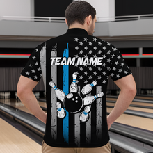 Load image into Gallery viewer, US Blue Flag Bowling Shirt for Men Custom Name Polo &amp; Quarter-Zip Bowling Jersey Bowling Team Shirt HNT23