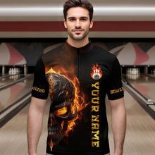 Load image into Gallery viewer, Skull Bowling Shirt For Men Flame Bowling Team League Jersey Custom Bowling 1/4 Zip Shirt BDT333