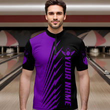 Load image into Gallery viewer, Custom Purple Bowling Shirts for Men Women Team Bowling Polo &amp; 1/4 Zip Shirt MBL48