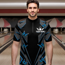Load image into Gallery viewer, Customize Blue Butterflies Bowling Shirts for Men Women Team Bowling Polo &amp; 1/4 Zip MBL78