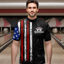 Load image into Gallery viewer, American Flag Bowling Custom Men Bowling Shirt Polo &amp; Quarter-Zip Bowling Team Jerseys HNT52