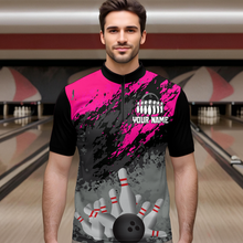 Load image into Gallery viewer, Custom Pink Bowling Shirt forMen Women Team Bowling Jersey Bowling Polo &amp; 1/4 Zip Shirt MBL40