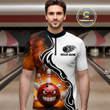 Load image into Gallery viewer, Flaming Angry Bowling Shirts Custom for Men Women Team Bowling Polo Shirts &amp; 1/4 Zip MBL93